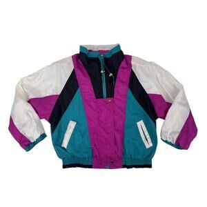 VTG River Edge Sport Women’s Windbreaker Medium Multicolor Full Zip 80’s 90’s